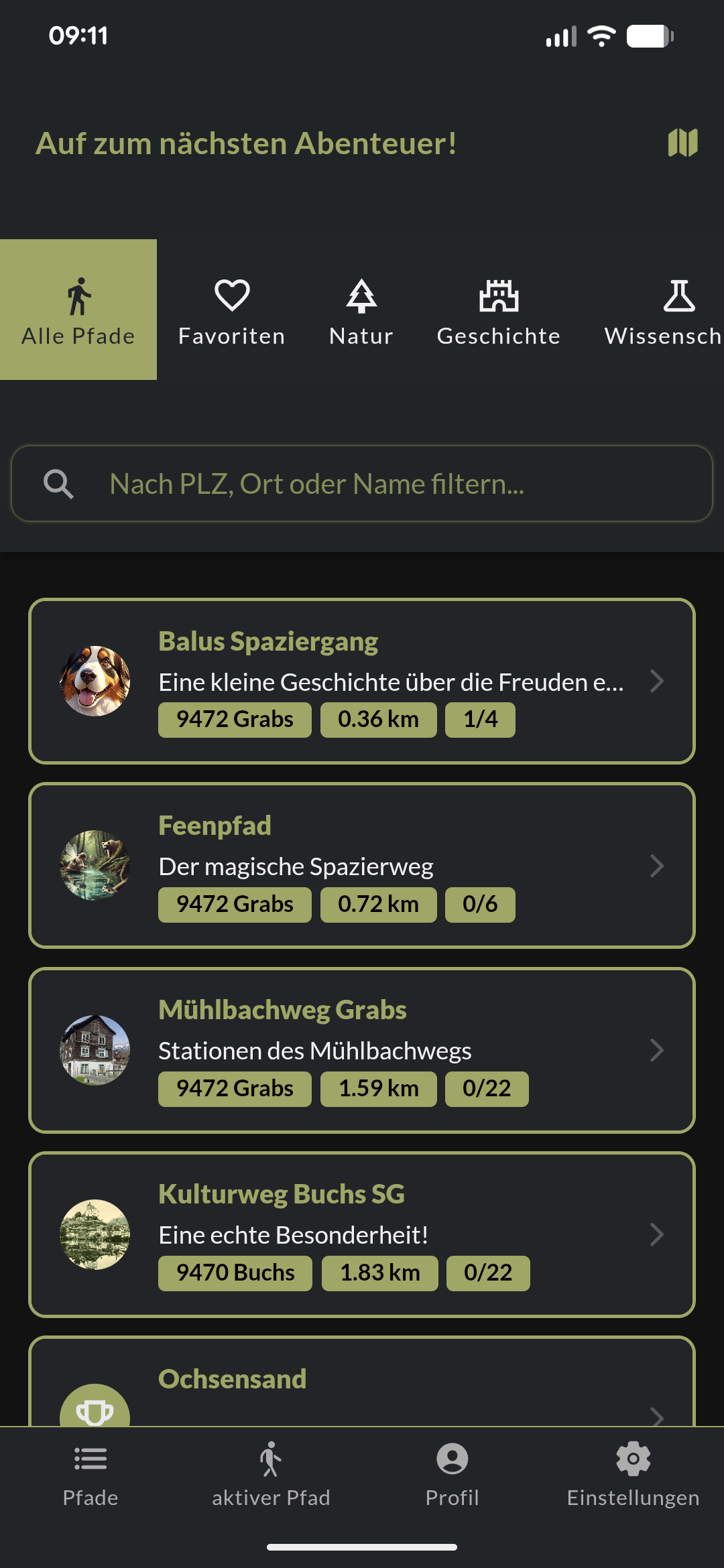 Erlebnispfade Auswahl